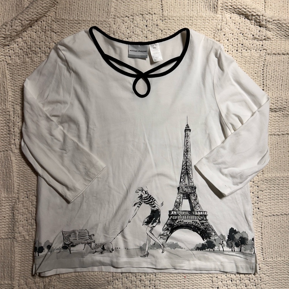 Vintage Alfred Dunner Paris Beaded White Shirt